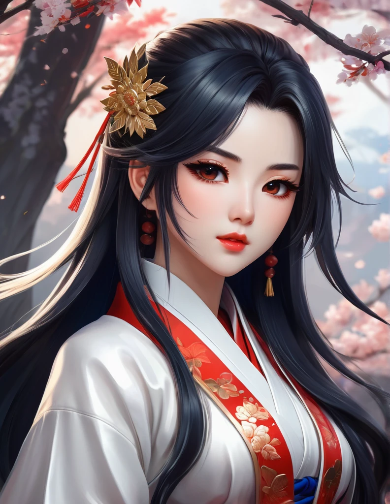 quality(8k wallpaper of extremely detailed CG unit, ​masterpiece, hight resolution, top-quality, top-quality real texture skin,hyper realisitic, digitial painting,increase the resolution,RAW photos，best qualtiy,highly detailed,the wallpaper),BREAK,8K, Chibi , onmyoji-style art, half face, anime girl with long black hair and a white jacket, painted in anime painter studio, digital anime illustration, highly detailed exquisite fanart, inspired by Ma Yuanyu, made with anime painter studio, smooth anime cg art, realistic anime artstyle, inspired by Sim Sa-jeong, detailed digital anime art, beautiful anime portrait, digital anime art, beautiful alluring anime woman