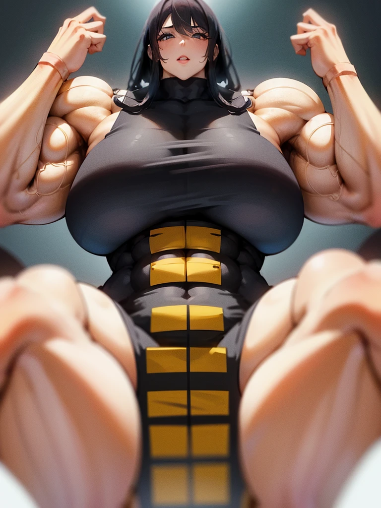 cartoon of a woman in a classroom with a man in a suit, realistic , a hyperrealistic , hyperrealistic , as a strict school teacher ), large muscles, realistic cartoon, 3 d cartoon, big muscles, giantess art, very realistic, exaggeratedly large physique, powerful and huge, school class, in a classroom, muscular girl