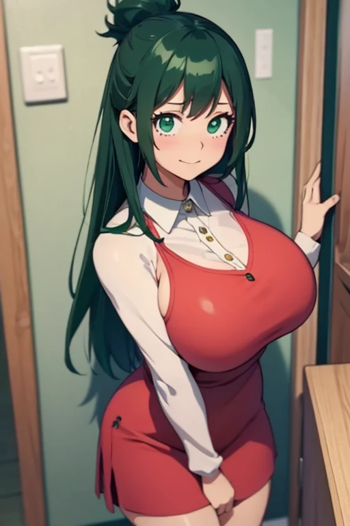 mais_detalhes:-1, mais_detalhes:0, mais_detalhes:0.5, mais_detalhes:1, mais_detalhes:1.5,(1girl),(Alone),Inko /(my hero academy/),(Big breasts:1.5),green hair, milf,Anko Midoriya, Sexy clothes, Christmas style, with Very short skirt dress