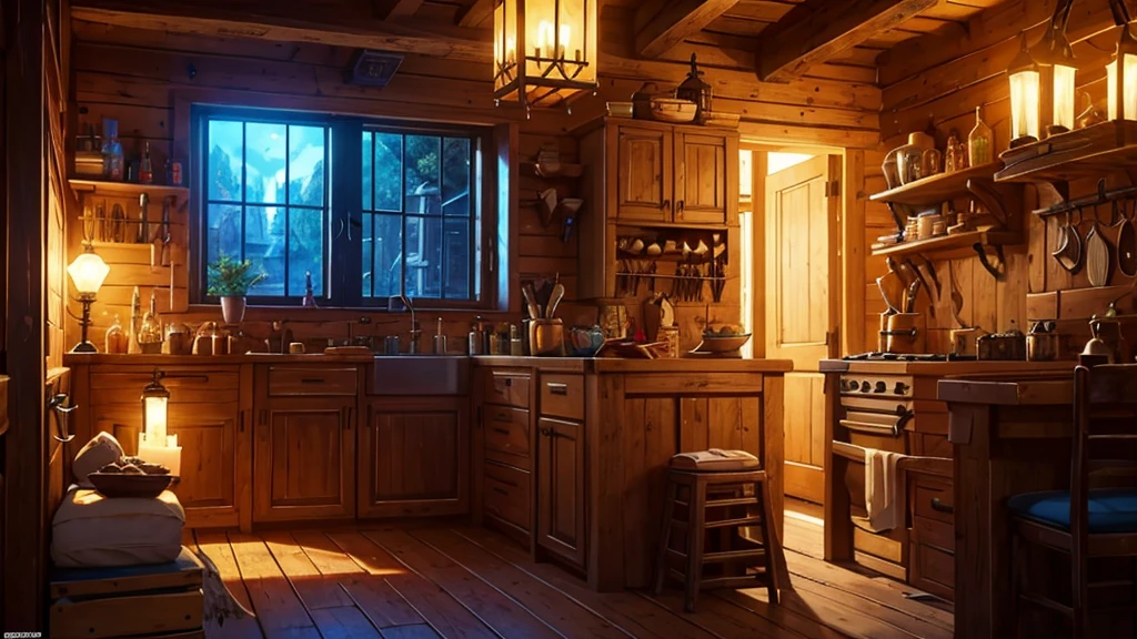 digital painting, азиатская location в помещении, location, location из игры в доме, in a room with a medieval style, medieval houses, in a big house from the world of MMORPG, игровая location, Warm colors, location в теплых тонах, игровая location, cute style, medieval game, большая location, glowing effects in the background, glow effects, colorful, No characters, no characters, только location, cute style, anime style, holiday, holiday ribbons,