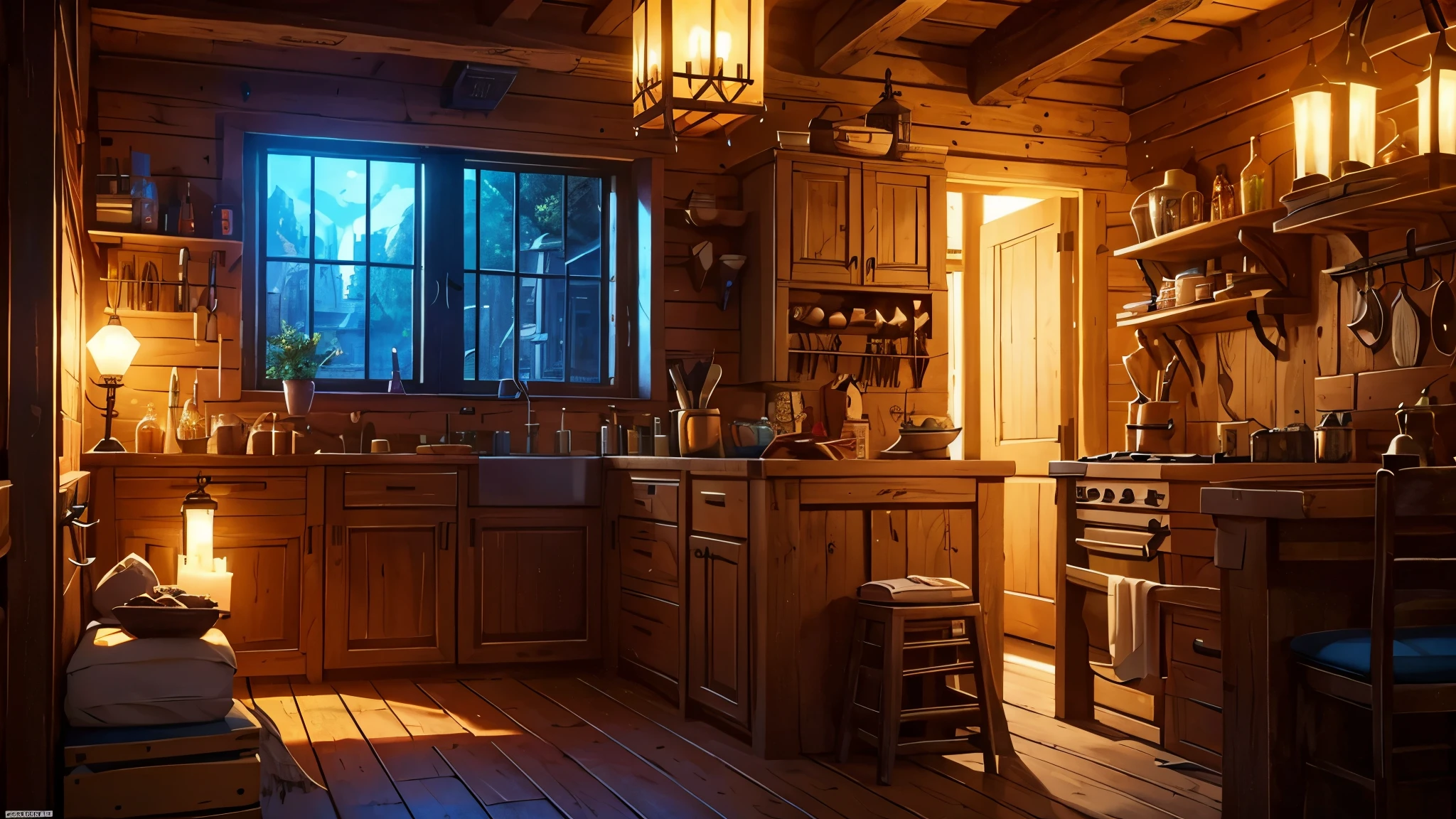digital painting, азиатская location в помещении, location, location из игры в доме, in a room with a medieval style, medieval houses, in a big house from the world of MMORPG, игровая location, Warm colors, location в теплых тонах, игровая location, cute style, medieval game, большая location, glowing effects in the background, glow effects, colorful, No characters, no characters, только location, cute style, anime style, holiday, holiday ribbons,