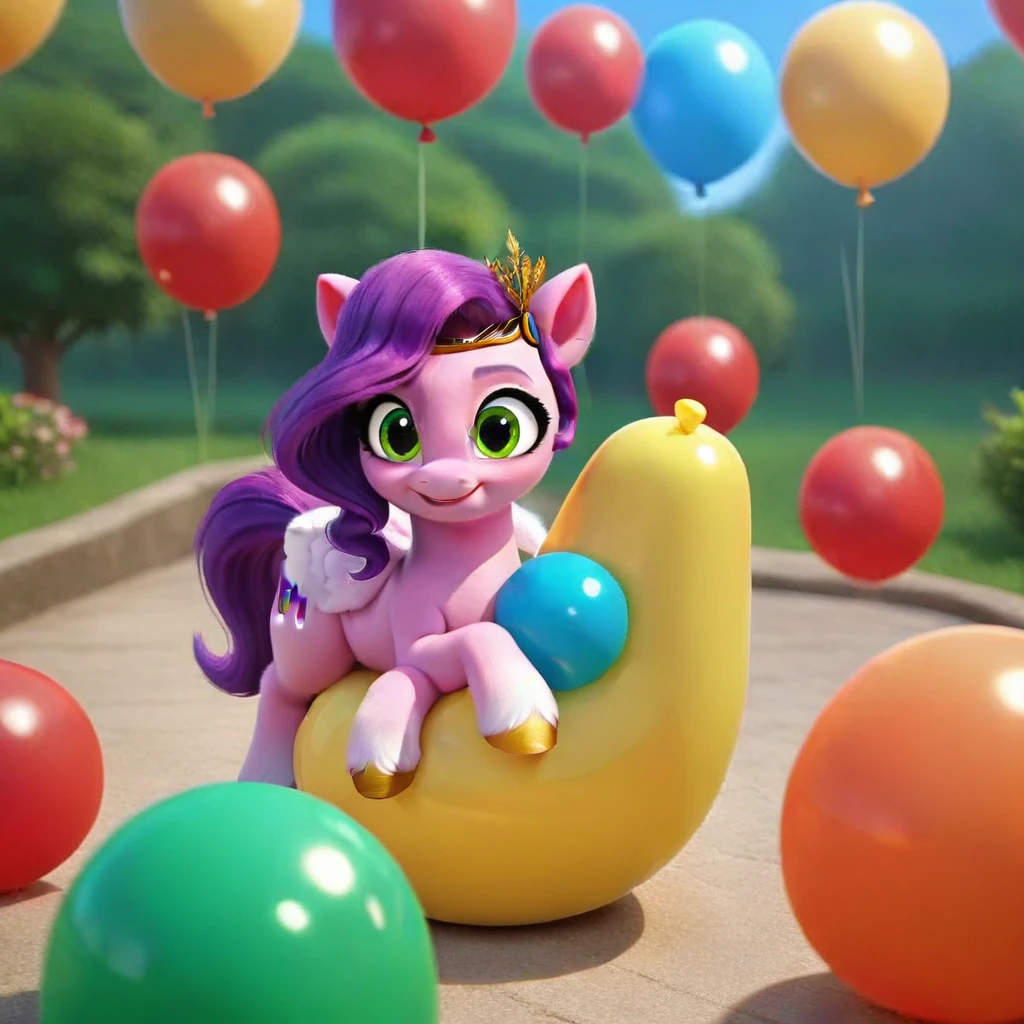 cinematic film still score_9, score_8_up, score_7_up, score_6_up, score_5_up, score_4_up, Digital art, cute,
Pipp Petals, earth pony, muscular, smirking, feral,
rating_questionable,
meadow,
(balloon fetish, looner, sitting on a balloon, balloon sitting:1.2),
(detailed balloon, one balloon, sitpop:1.3),
thick thighs, balloon fetish, sitting on a balloon, one balloon, too heavy,
(tied balloon, tight balloon, necked balloon:1.2),
foreshortening, depth of field, motion lines,
emphasis lines, impact emanata,
screencap, . shallow depth of field, vignette, highly detailed, high budget, bokeh, cinemascope, moody, epic, gorgeous, film grain, grainy