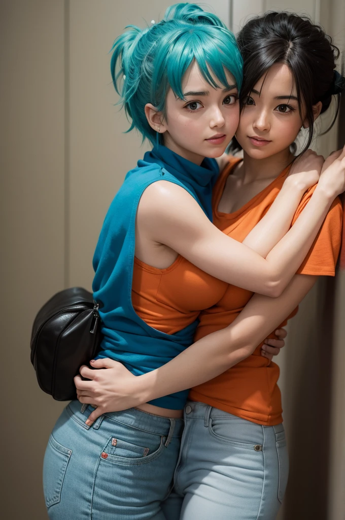 Bulma hugging goku age 10