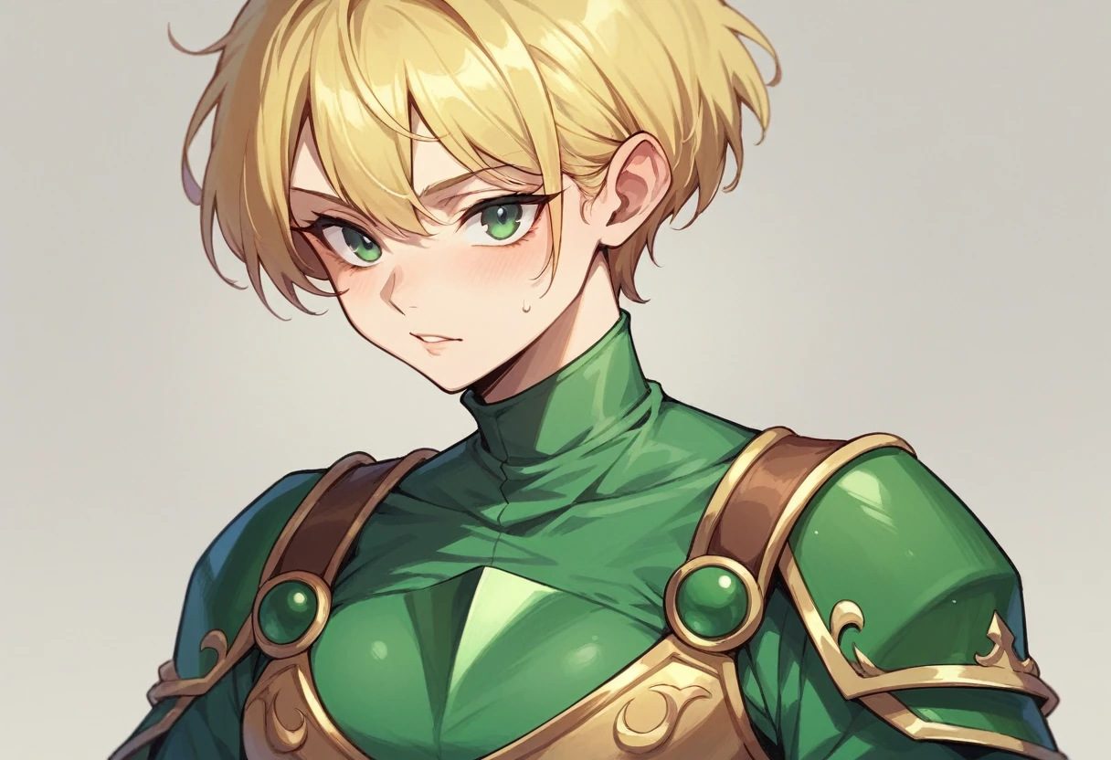 female knight Green clothes Short Hair Blonde