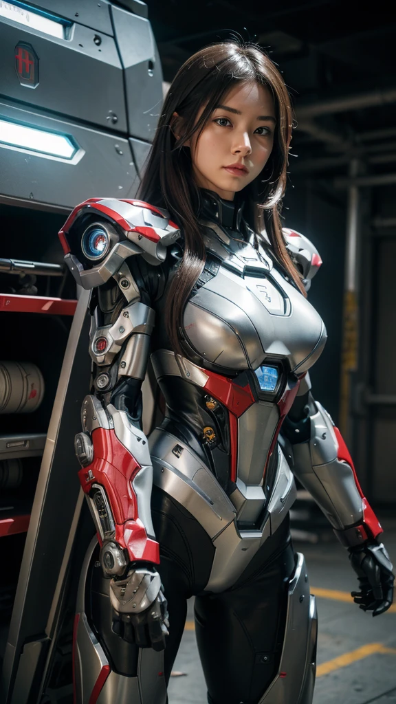 Super detailed, advanced details, high quality, High resolution, 1080p, hard disk, beautiful,(war machine),Armor War,(Rocket Missile)Capture the big picture,beautiful,Mecha cyborg girl,battle mode,Mecha body girl,She is wearing a futuristic war machine weapon mecha,A powerful cyborg woman, sleek and futuristic, with advanced mechanical augmentations that enhance her strength and capabilities.