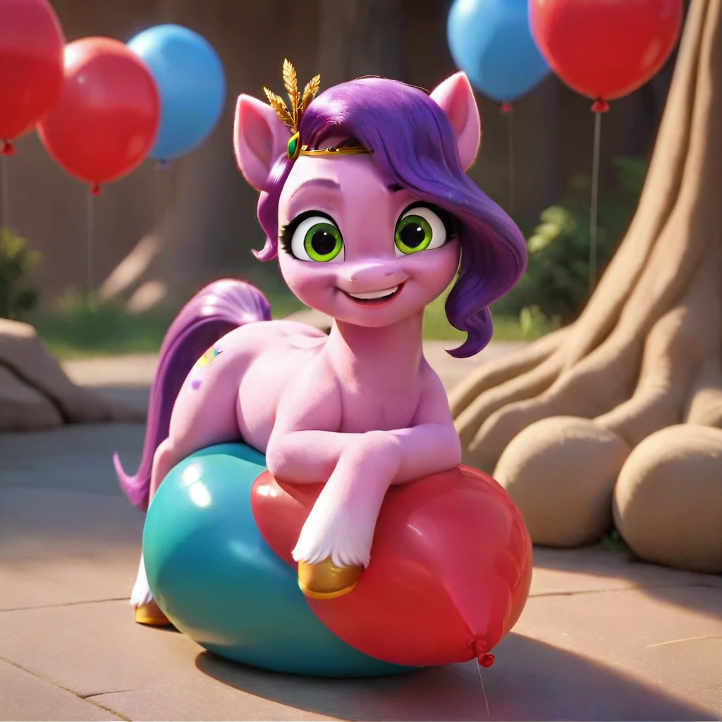 cinematic film still score_9, score_8_up, score_7_up, score_6_up, score_5_up, score_4_up, Digital art, cute, 
Pipp Petals, earth pony, muscular, smirking, feral,
rating_questionable,
meadow, 
(balloon fetish, looner, sitting on a balloon, balloon sitting:1.2), 
(detailed balloon, one balloon, sitpop:1.3), 
thick thighs, balloon fetish, sitting on a balloon, one balloon, too heavy,
(tied balloon, tight balloon, necked balloon:1.2), 
foreshortening, depth of field, motion lines, 
emphasis lines, impact emanata,
screencap,  . shallow depth of field, vignette, highly detailed, high budget, bokeh, cinemascope, moody, epic, gorgeous, film grain, grainy