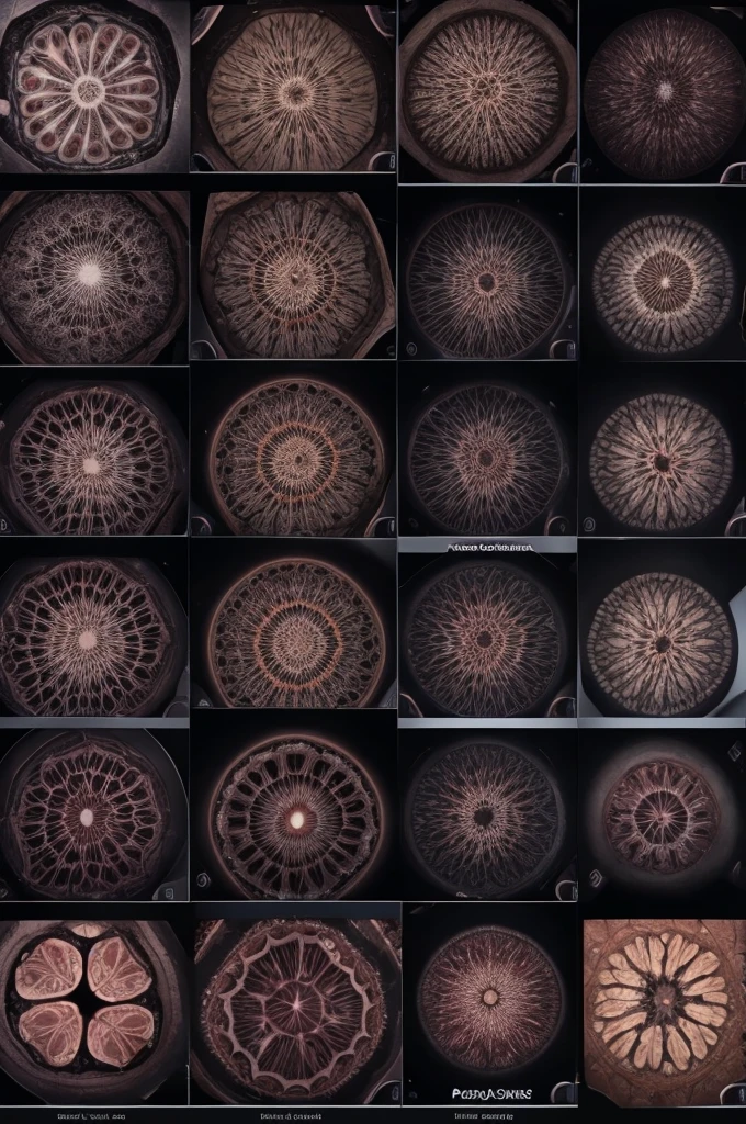 Show me 48 photos of cells with their name at the bottom center