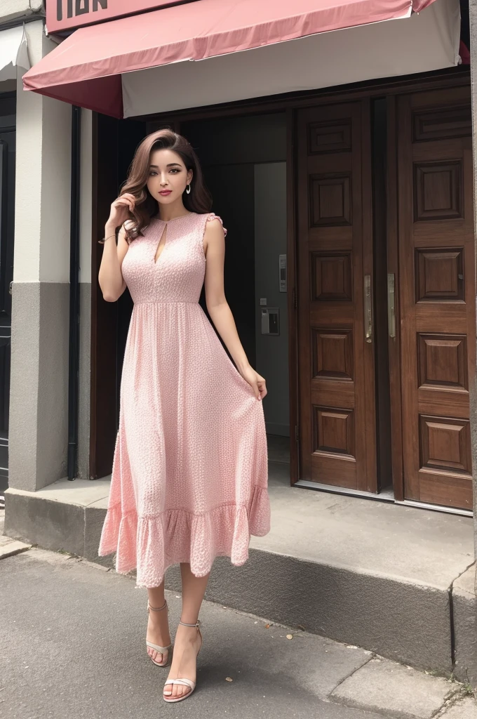 Crie um vestido fashion rosa
