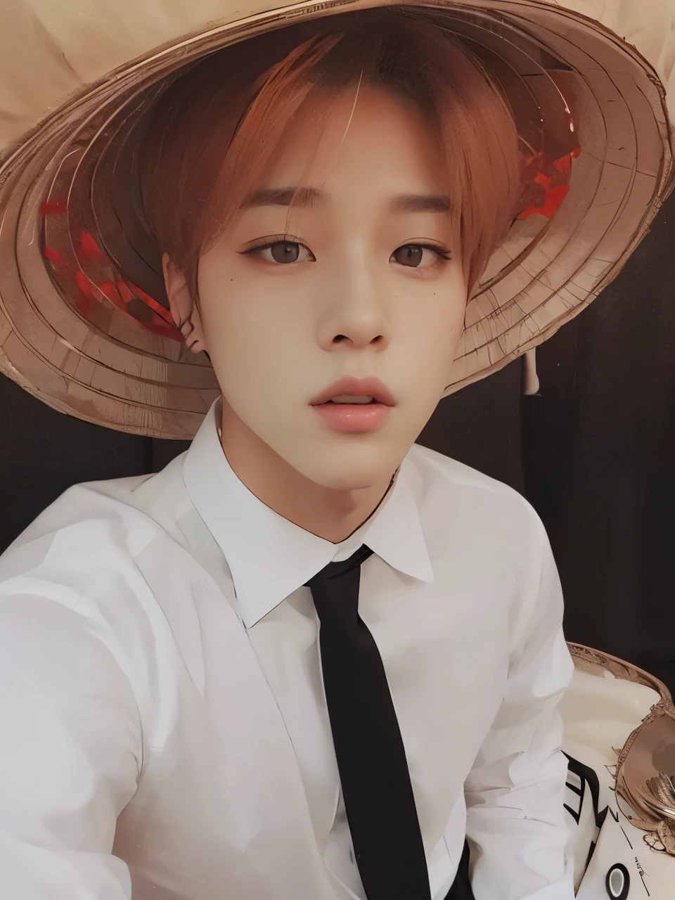 a beautiful portrait of park jimin, 1boy, extremely detailed eyes and face, longeyelashes, handsome, looking directly at viewer, cinematic lighting, beautiful skin, detailed facial features, elegant expression, high quality, 8k, photorealistic, award winning digital art, intricate details, vivid colors, dramatic lighting, hyper realistic