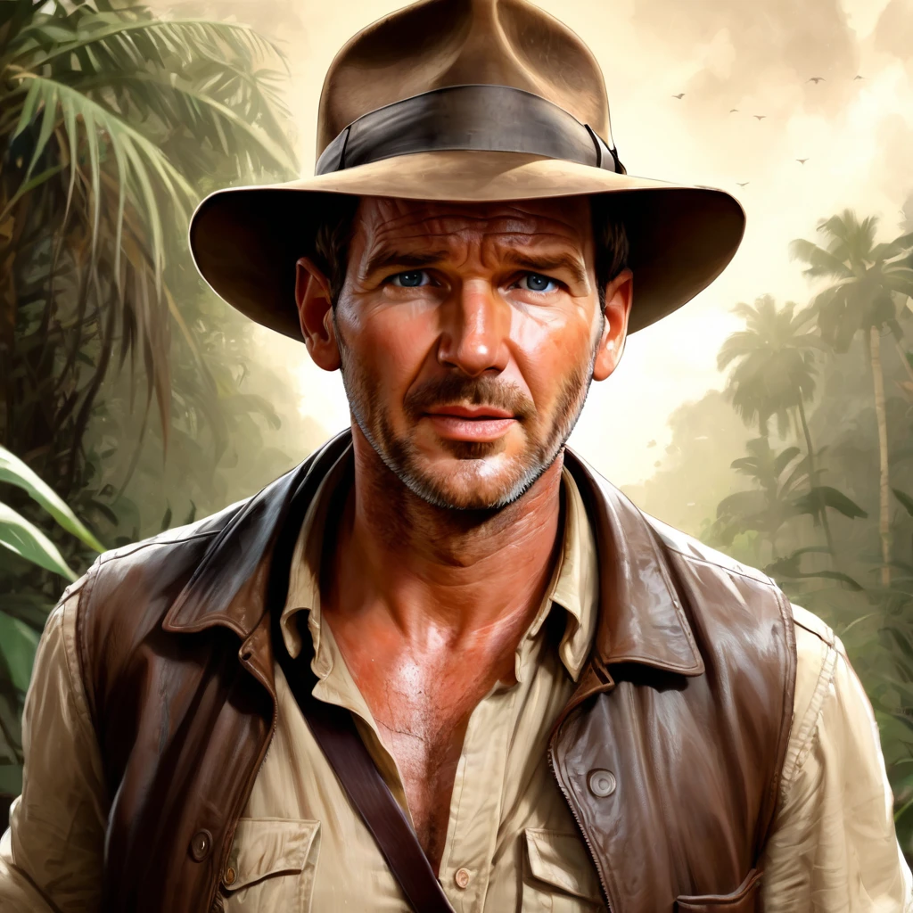 Create an amazing image using the Portrait of character Indiana Jones art style
