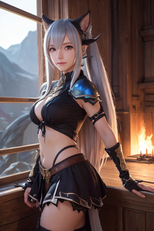 ((highest quality)), ((masterpiece)), FF14, Eorzea, Adventurer, Miqote Girl, Aura Man