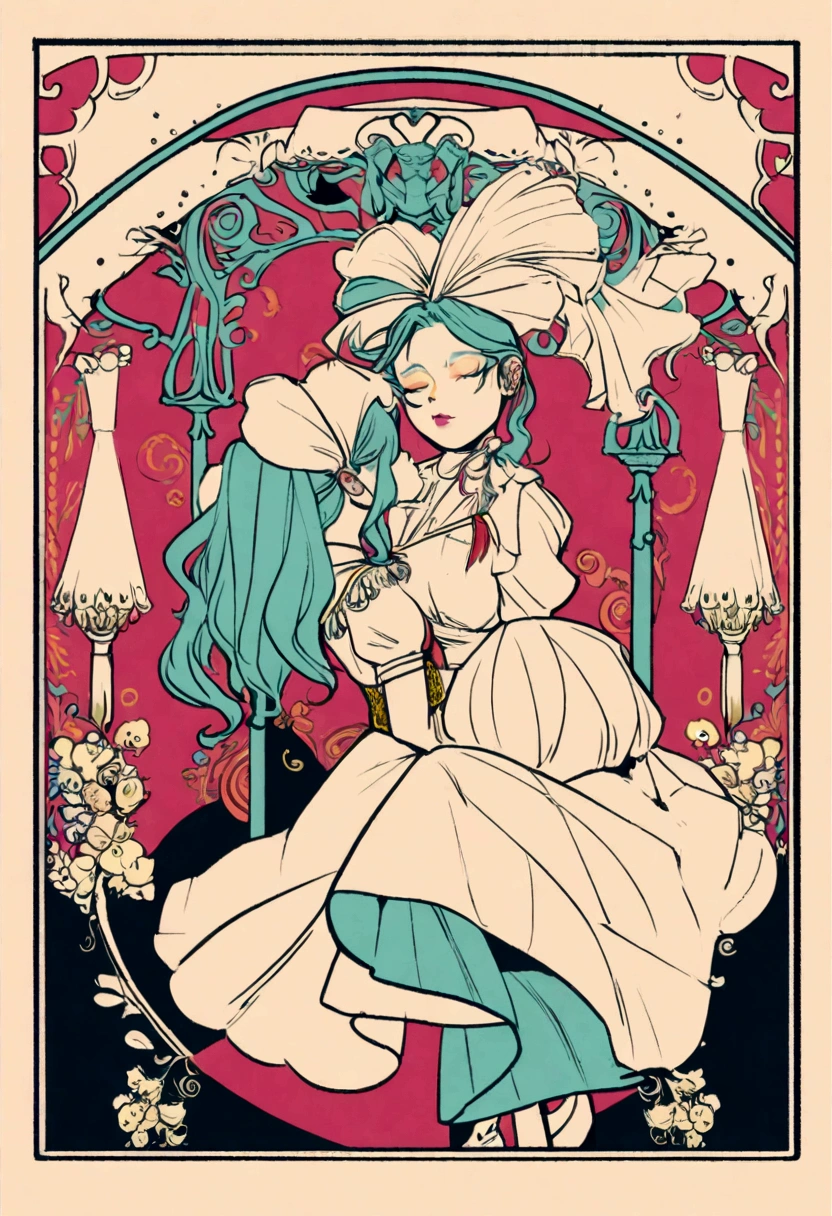 (1 girl:1.3), Alice in Wonderland (art by Amy Earles) absurd, high resolution, ultra-detailed, bold contrasts, flat colors, modern aesthetic