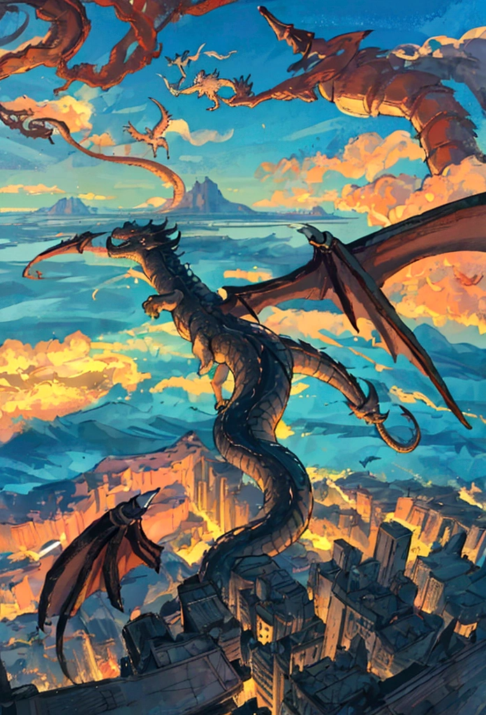 ((picture taken from the back of dragon: 1.5)), digital art, arafed, a picture of a dragon flying above a river, its shadow is cast on the water dragon wings spread wide, dynamic color dragon, you see the back of the dragon, its majestic wings, its tail and river it is flying above, the shadow of dragon in the river, , Wide-Angle, Ultra-Wide Angle, dynamic light, Cinematic Hollywood Film style