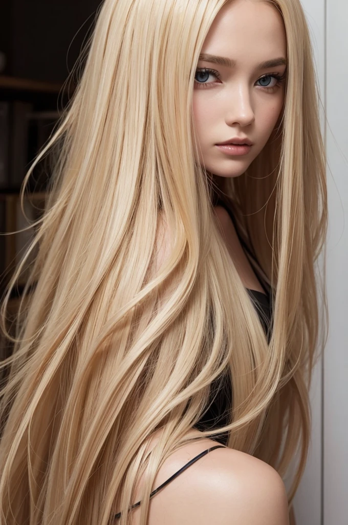standard woman, long blonde hair