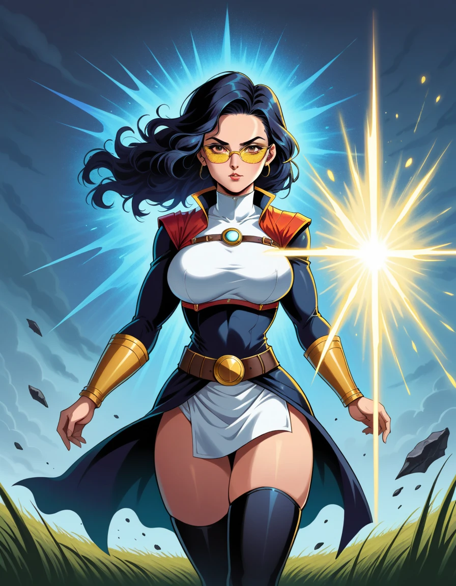 Beautiful sarada + Broly girl snake with braided , sexy eye , and freckles. wearing gold colar glasses, big decote ceios fartos adventurer outfit, jaqueta de couro branco curto and thigh highs. feminine pose in a field. on black canvas in the style of guillem h. pongiluppi, abigail larson, ominous landscapes, john sloane, light Gray Black dark wolf, energy-filled illustrations full hd 16k foto realismo , Broken Glass effect, no background, stunning, something that even doesn't exist, mythical being, energy, molecular, textures, iridescent and luminescent scales, breathtaking beauty, pure perfection, divine presence, unforgettable, impressive, breathtaking beauty, Volumetric light, auras, rays, vivid colors reflects
