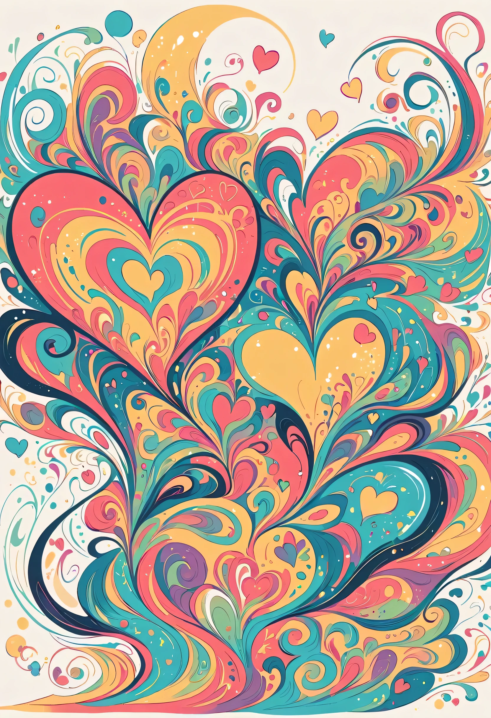 Takashi Murakami style, Simple Line Initialism,Abstract art,Urban Background, colorful flowers, colorful hearts ,No people