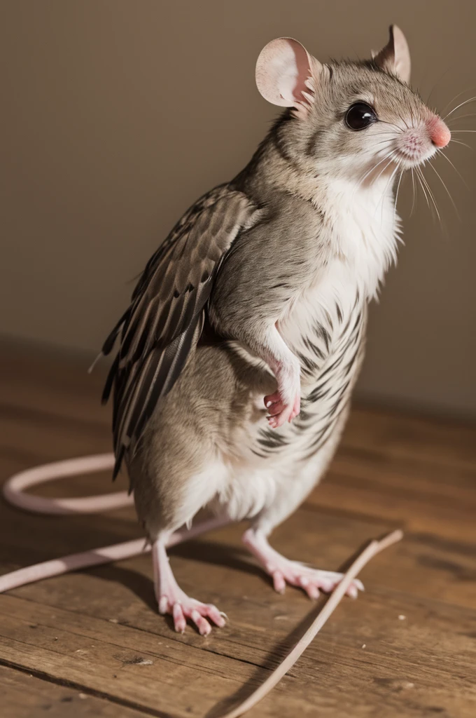 mouse with feathers on its body