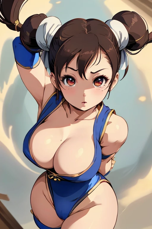 Chun li, tetas grandes sin ropa, nalgas hanchas, fotorrealista 