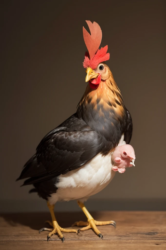 A chicken with Head of mouse