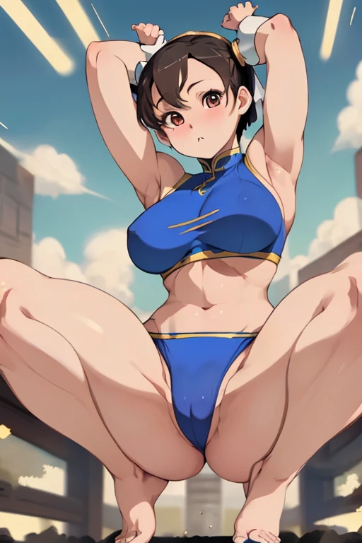 Chun li, tetas grandes sin ropa, nalgas hanchas, fotorrealista 