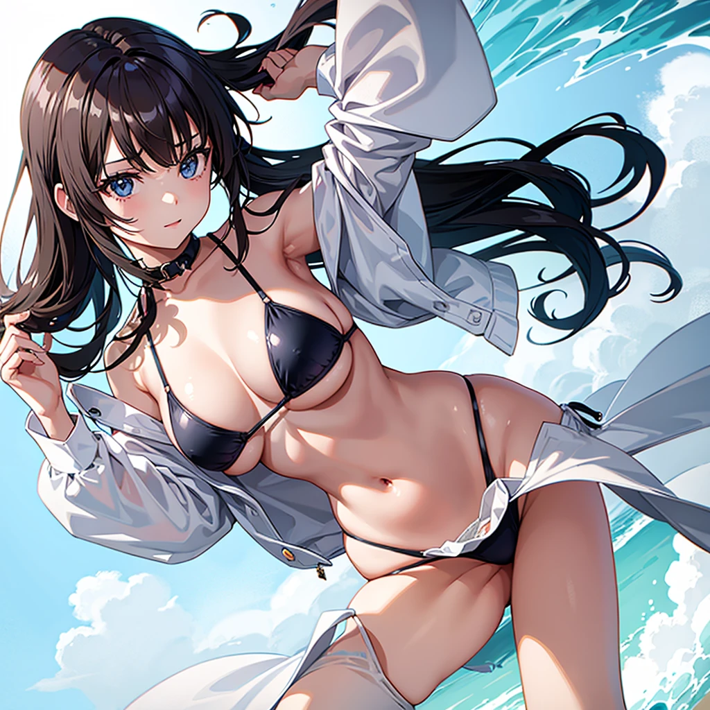 1girl, anime girl, bikini, white background,