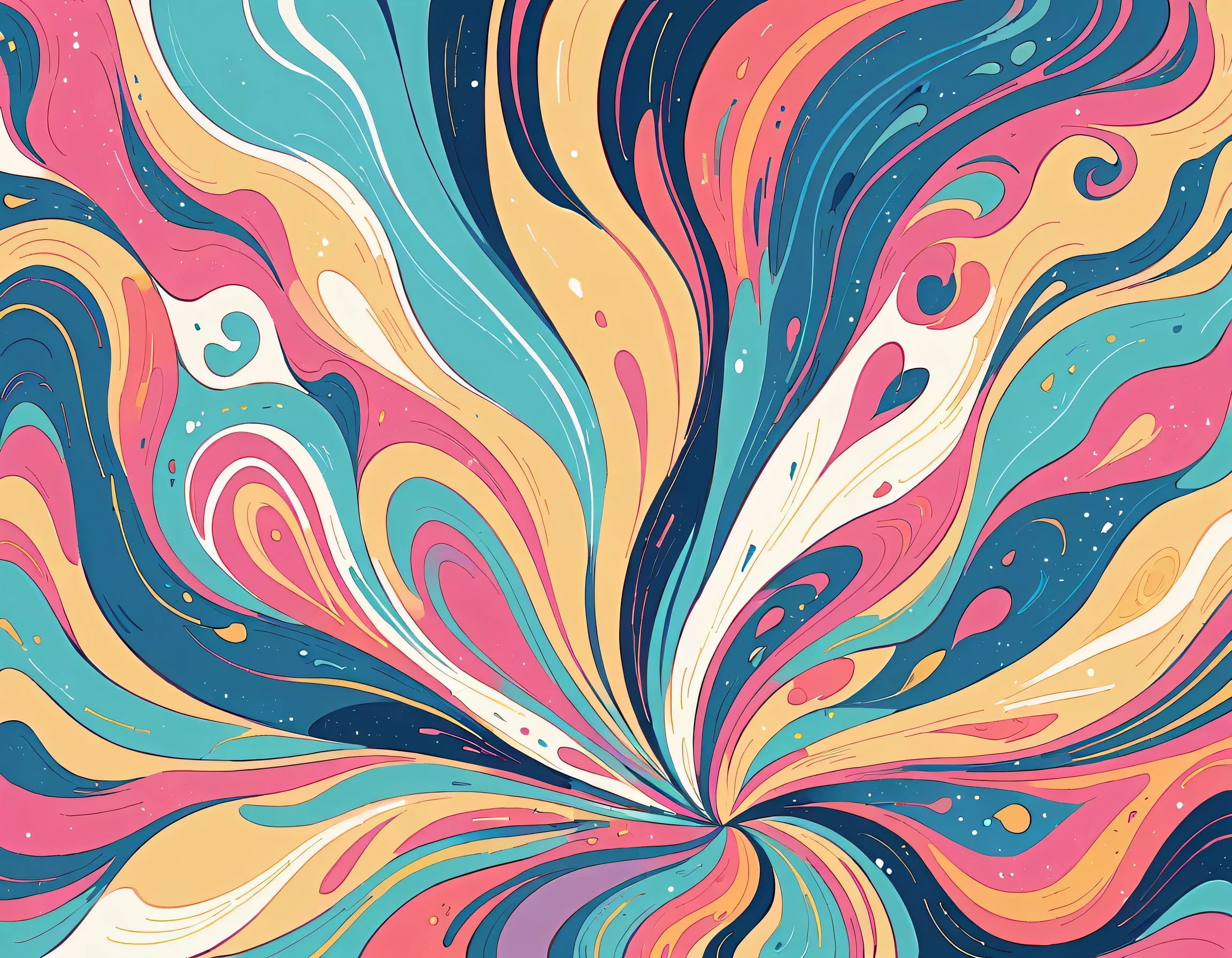 Seizo Watase style, Simple Line Initialism，Abstract art，Urban Background, colorful flowers, colorful hearts ,No people