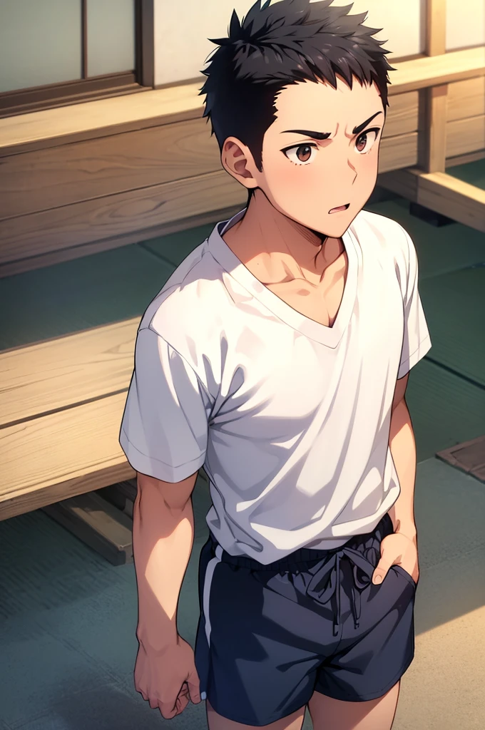 cool,,,,Refreshing athletic guy,,,boy,charm,Action,Vibrancy,Japanese high school student style,Magazine talent style,clavicle,thin limbs,Male Focus,main character,Buddy,Gentle Breeze,Dust,Natural light,Big white shirt,face,hand,eye,Her personality is pure and cute,Biologically correct,