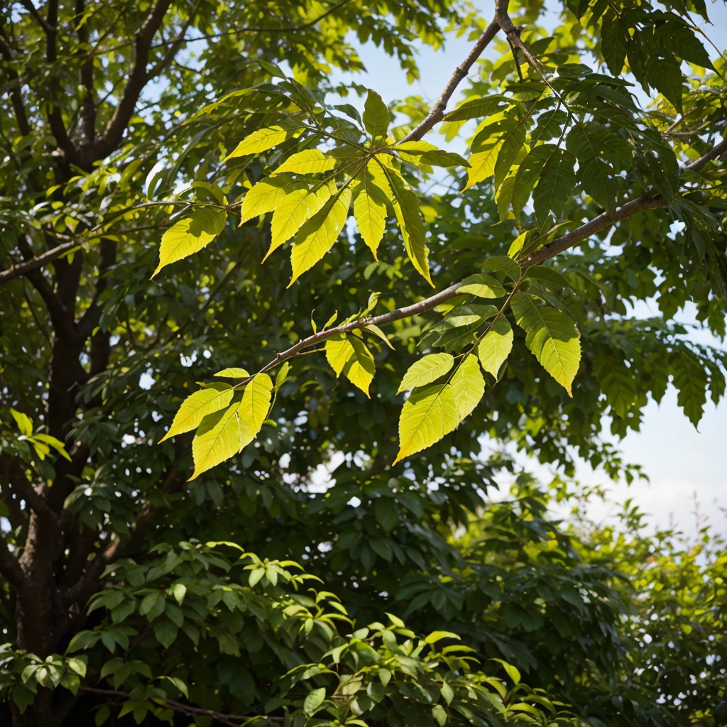 yellow leave green tree