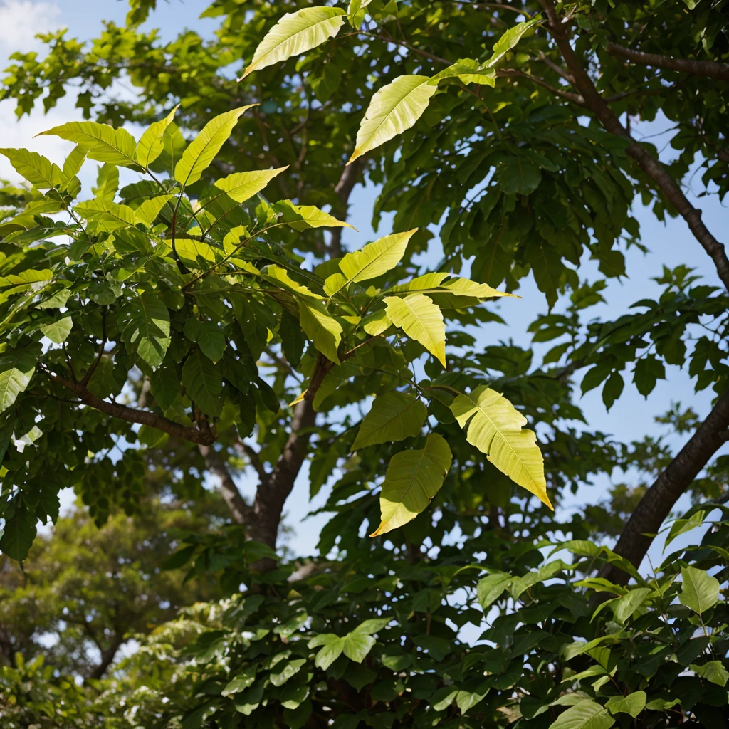 yellow leave green tree