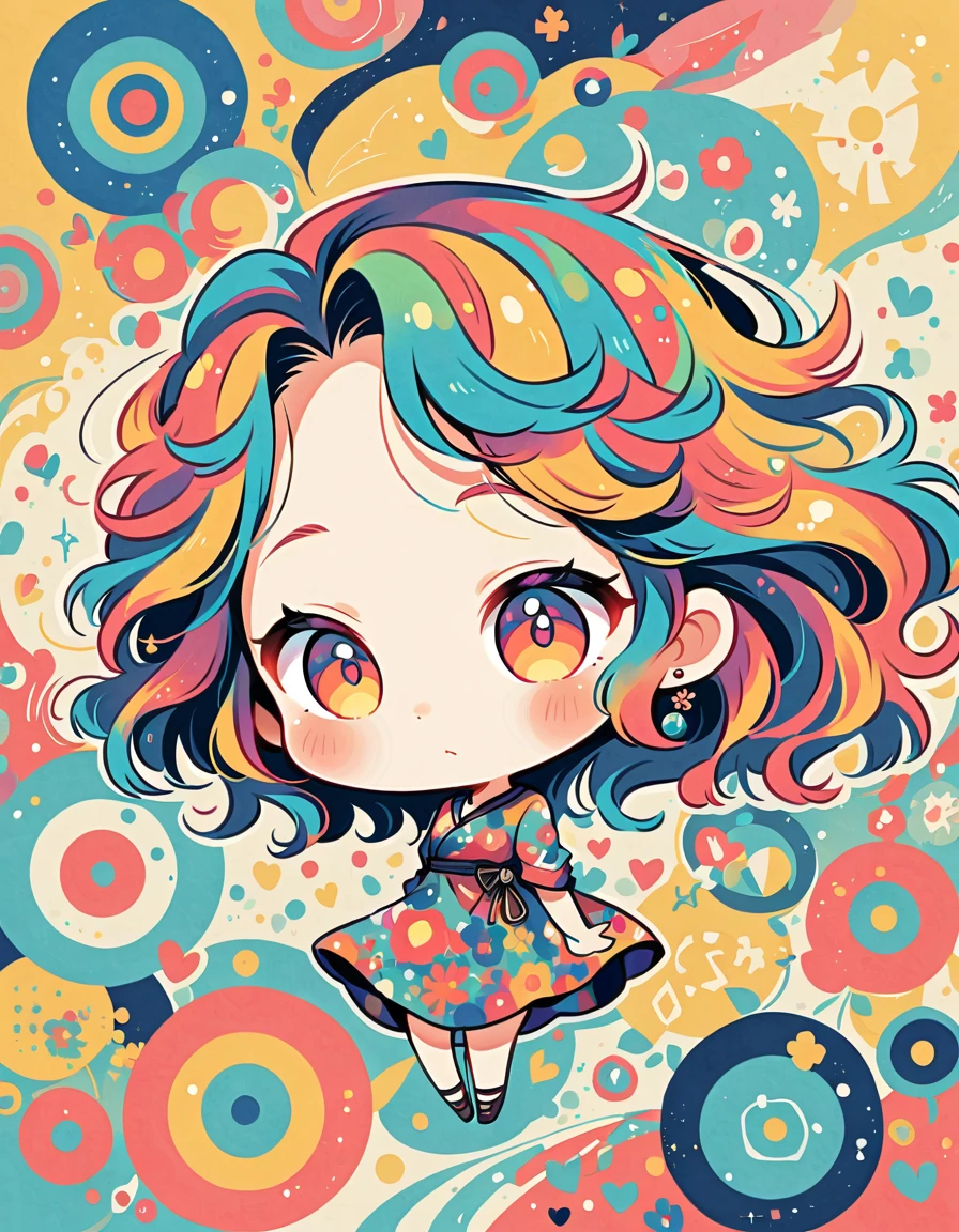 Seizo Watase style, Simple Line Initialism,Abstract art,Urban Background, colorful flowers, colorful hearts ,
(((The most beautiful girl of all time))), (((chibi)))