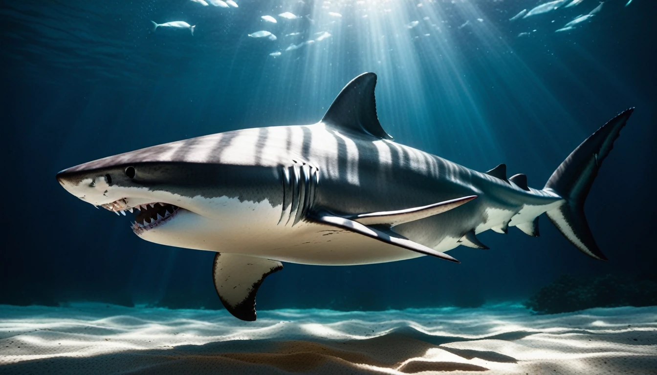 Photo of (an apple:0.7)
Photo of (a shark:0.5), cinematic, movie still, dramatic lighting, keylighting