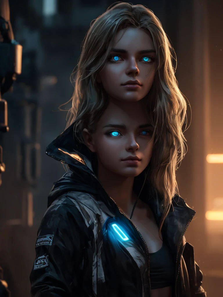 long hair, blonde hair, pointy ears, techwear jacket, anatomically correct, 8 k, artwork in the style of guweiz, ross tran 8 k, cinematic. by leng jun, 2. 5 d cgi , ross tran and wlop, very beautiful , guweiz on artstation pixiv, facing viewer, (shaded face:1.2), hollow eyes, blue eyes, looking at viewer, expressionless, glowing eyes, "glow effects, godrays, Hand drawn, render, 8k, octane render, cinema 4d, blender, dark, atmospheric 4k ultra detailed, cinematic, Sharp focus, big depth of field, Masterpiece, colors, 3d octane render, 4k, concept art, trending on artstation, hyperrealistic, Vivid colors, extremely detailed CG unity 8k wallpaper, trending on CGSociety, Intricate, High Detail, dramatic"
