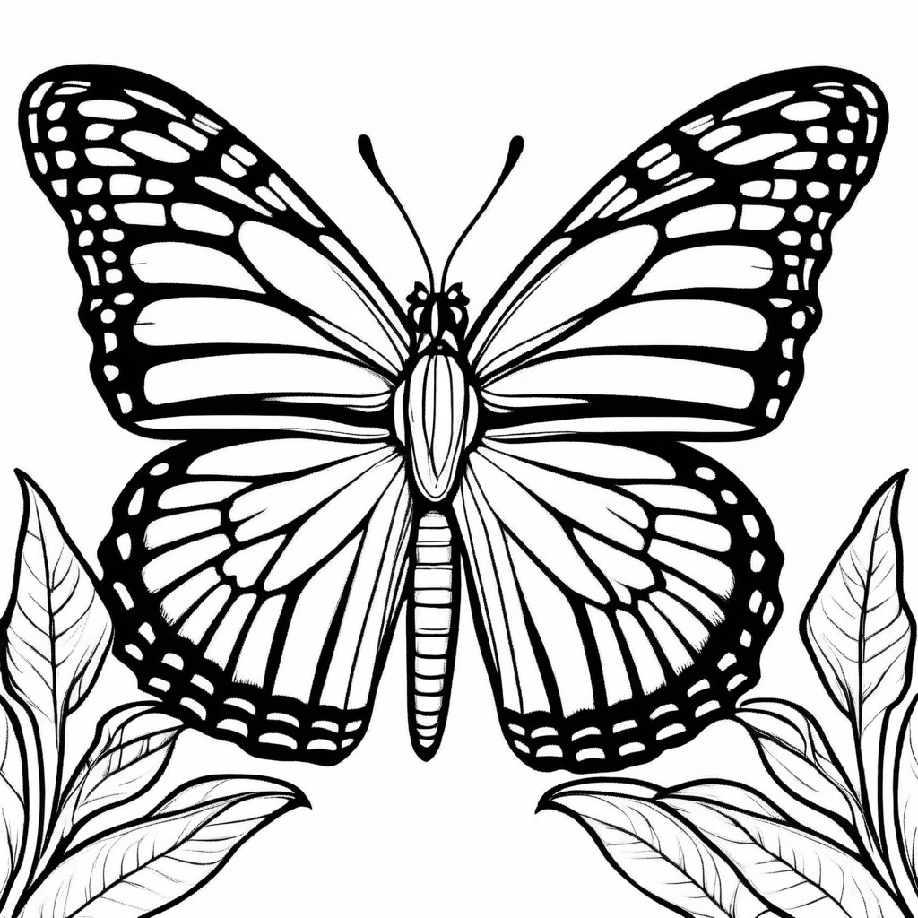 A cute Monarch Butterfly
, cartoon, ,Coloring Book, ColoringBookAF,