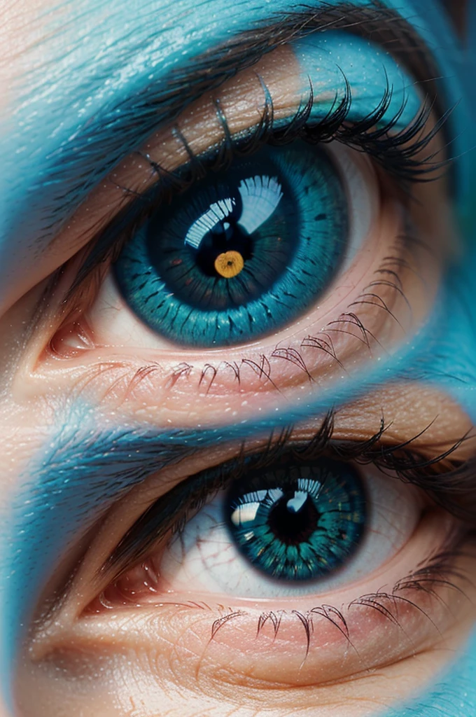 Vector art, style cartoon, high quality, colorful, a detailed illustration of a cyan eye, awesome full pastel color, single image