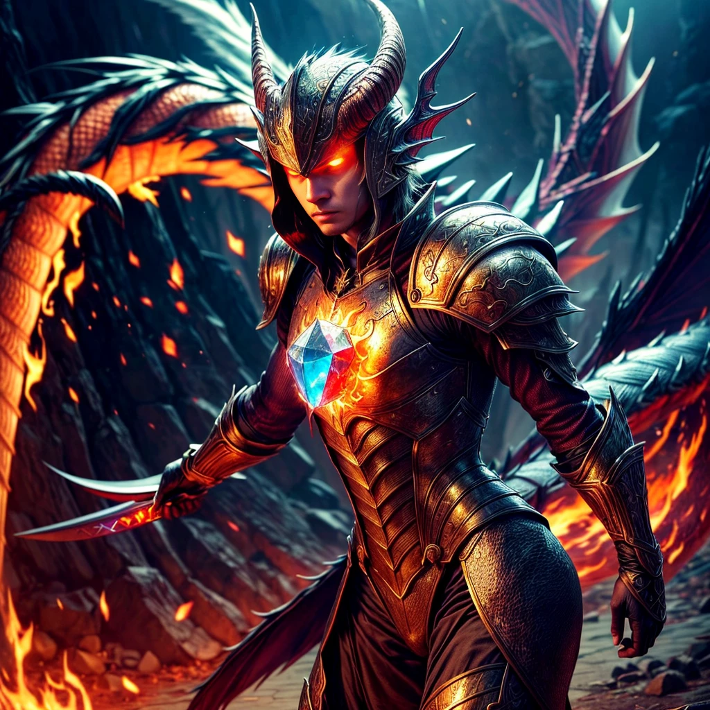 (32k, ultra highest quality, epic masterpiece, final fantasy style: 1.2), (ultra Realistic, ultra professional photoRealistic: 1.37), Super detailed, One Girl, {dragon knight with thick long sword imbued with light}, Wide viewing angles, huge firm bouncing bust, Very delicate depiction, Detailed depiction of the face, Detailed depiction of hair, Accurate skeleton, Dress with intricate patterns, Complicated armor, long thick sword,dream-like,Ultra-realistic mixed fantasy world,A mix of realistic and fantastical elements,Magical Effects,(Magic circle on the ground, Casting a Spell, Swirling Magic, Light particles),Dynamic Light,red,fire, red fire eyes,elegant,Rays of Sin,dark,(dark magic), (strict), The battle between good and evil, (Swirling Flames:1),universe, lightning, eruption, magic circle, Complex patterns, (dragon:1.4), (huge mother crystal, huge flame:1.2), ultra sharp-focus, ultra-highdef, ultra-highres, raw, nsfw, --v 6 --s 1000 --c 20 --q 5 --chaos 100