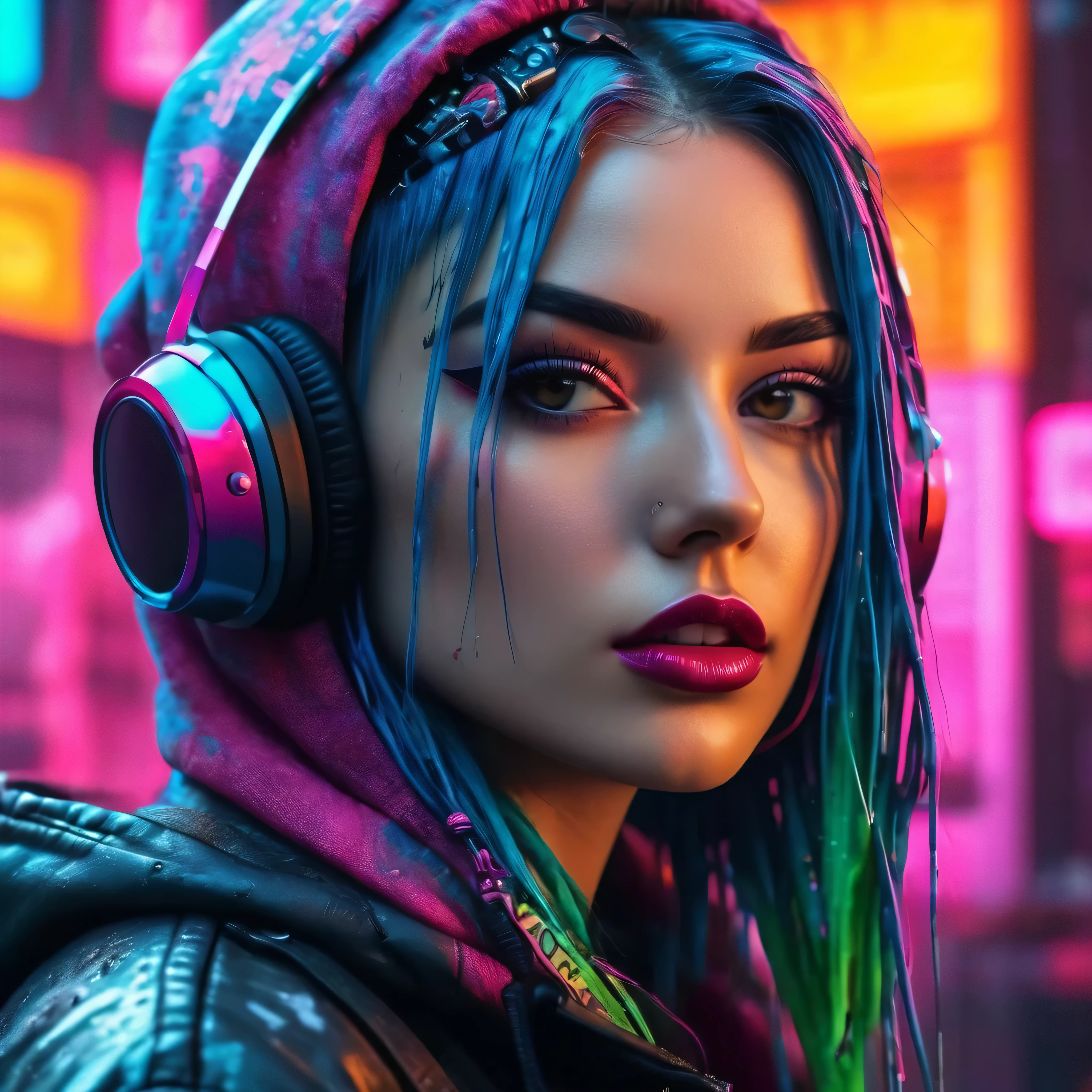create an image demonstrating the style of ((Cyber Grunge)) style, hyper realism, 8k high definition, vibrant colors, sharp focus, insanely detailed