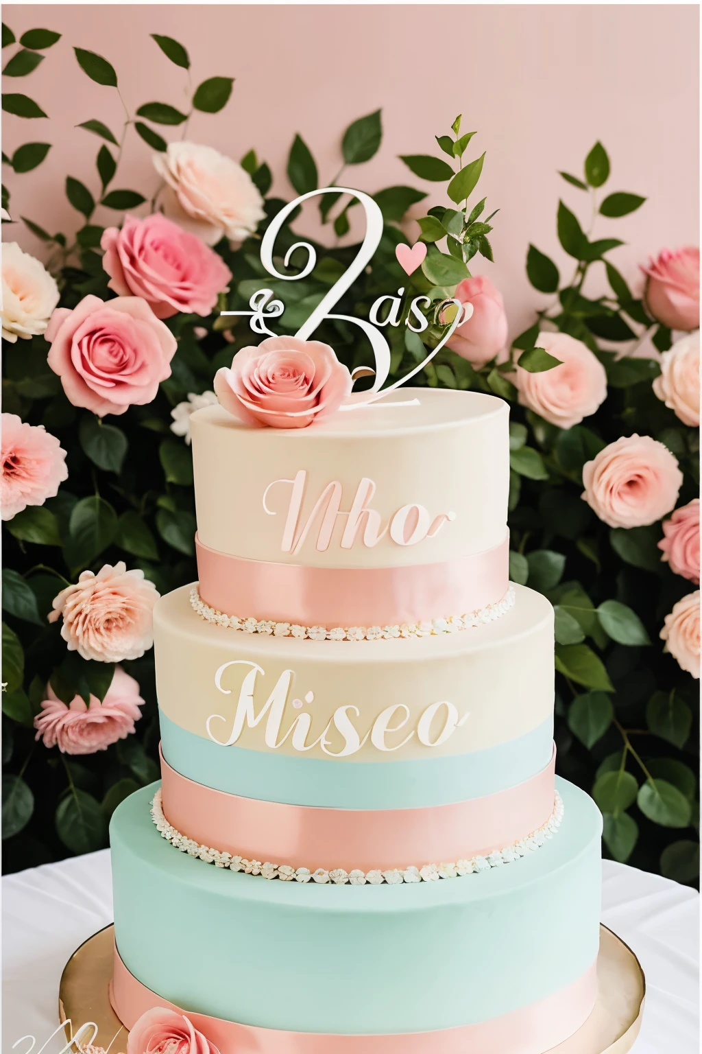 Pastel colors with flowers and highlight the words Keren BeSO with a beautiful letter design and add a kiss next to the word and put a flower logo