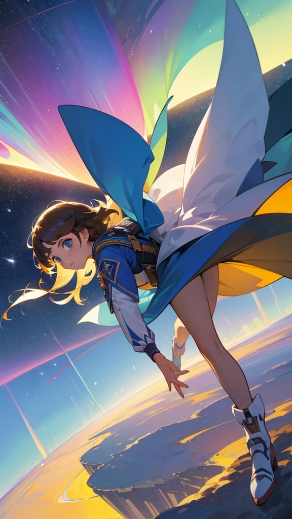 Vemos a Aurora, una joven valiente y determinada, whose dream is to explore beyond known limits and discover a new horizon.