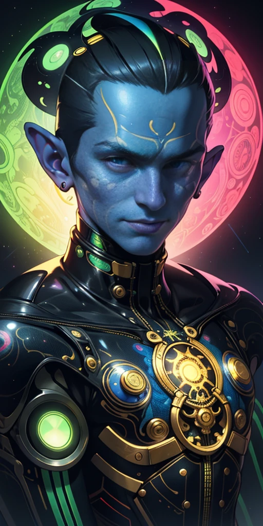a close up of a person's head and body, psychedelic color theme, anthropomorphic machine, 3d render of a man's body, inspired by James C. Christensen, portrait of a cosmic entity, connectedness, fantastic artwork, terminals, dynamic character design, rendered art, beautiful spectrum of vibrancy, by Gregory Gillespie, insane intricate, cold color palate