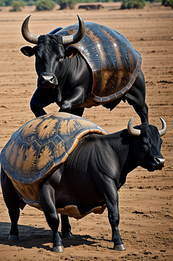Combination of a bull with a turtle