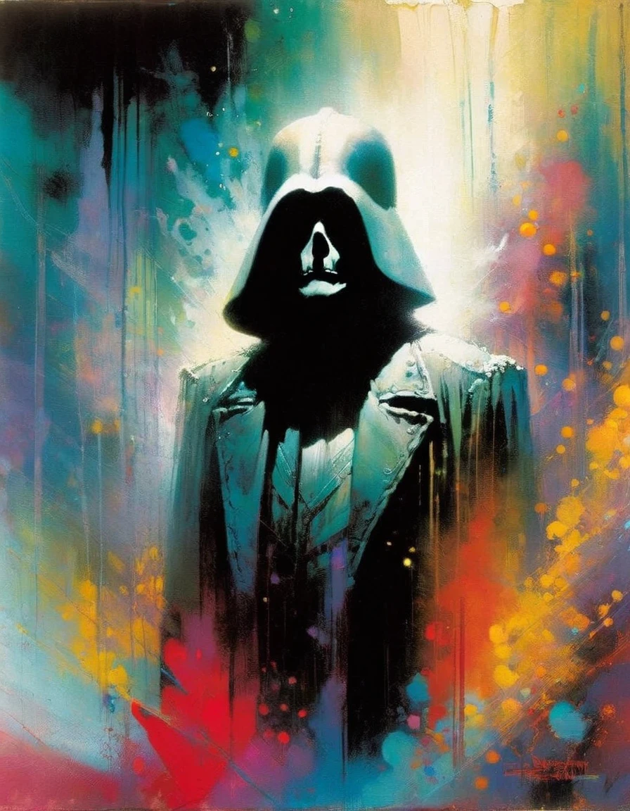 love and death(inspirational art by Bill Sienkiewicz, oil painting, brush stroke details that enhance depth)
