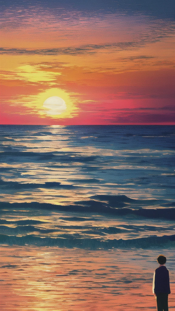 The light of the setting sun reflects fantastically from the seaside and scatters、Boy watching the situation against the background of flying lights
woman smoking marijuana