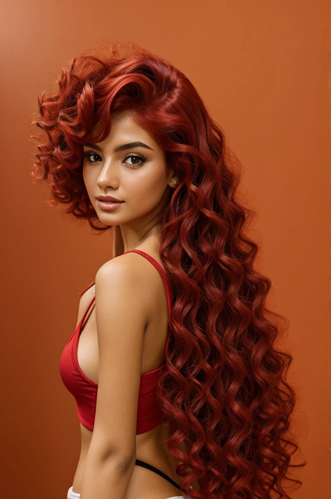 Chica de pelo rojo con poca ropa