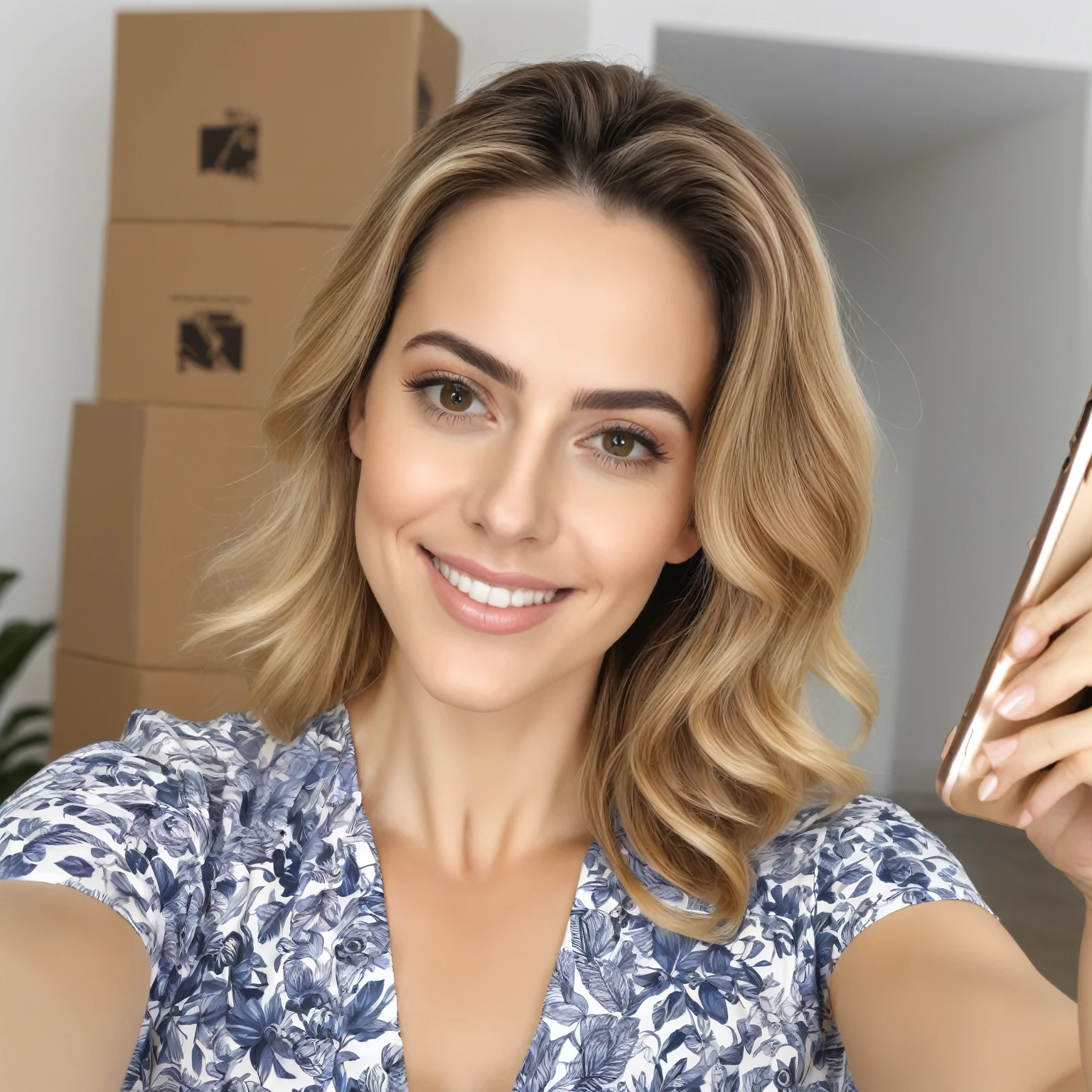 blonde woman taking selfie with cell phone in front of moving boxes, 8k foto selfiegraph, Selfie no iPhone, selfie de uma jovem, selfie, tirando uma selfie, foto selfie, morena com cabelos tingidos de loiro, selfie no instagram, full face view, inspirado em Julia Pishtar, Delicioso, cara com artgram, photoshoot for skincare brand, instagram influencer