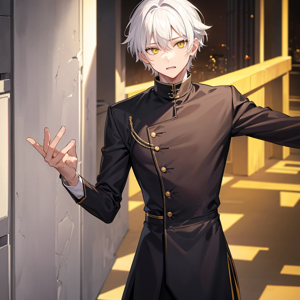 Boy, white hair, yellow eyes