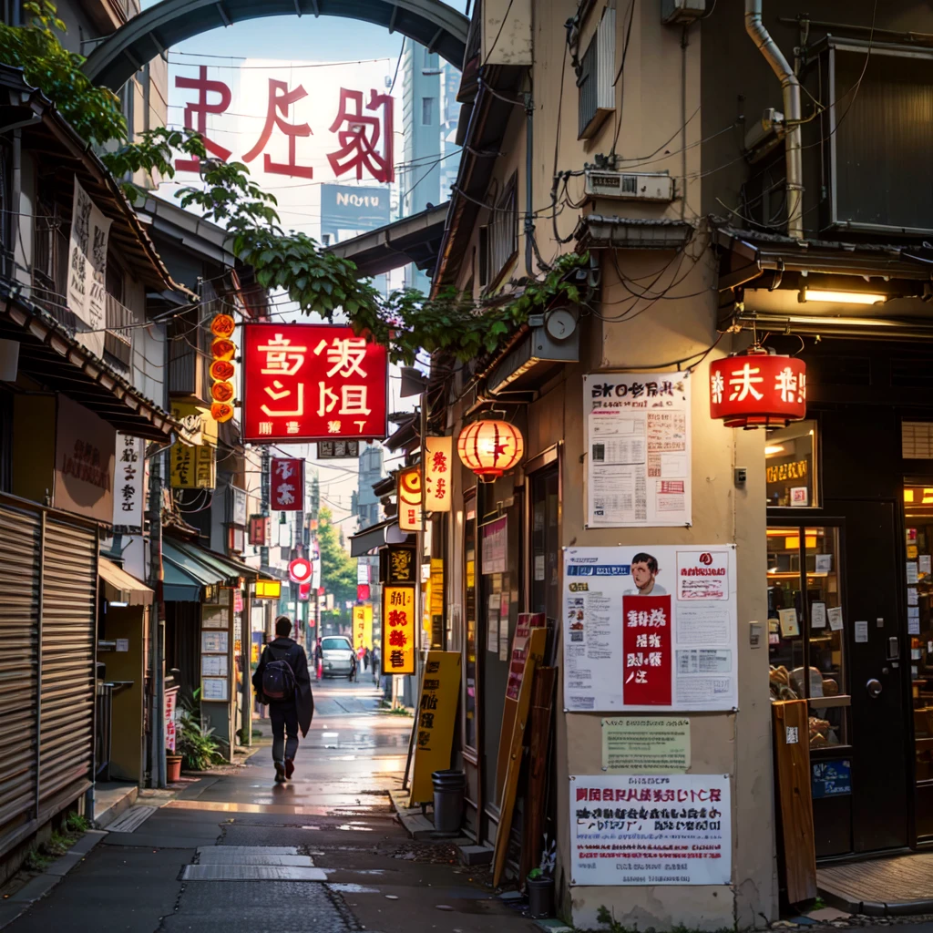 ((best quality)), ((masterpiece)), (detailed), there are many signs on the side of the building that read it all, tokyo alleyway, japanese street, cyberpunk streets in japan, japanese neon signs, in narrow tokyo alleyway, japan travel aesthetic, japanese downtown, tokyo izakaya scene, tokyo street, in the streets of tokyo, in a tokyo street, quiet tokyo alley at night, japanese city, tokyo japan