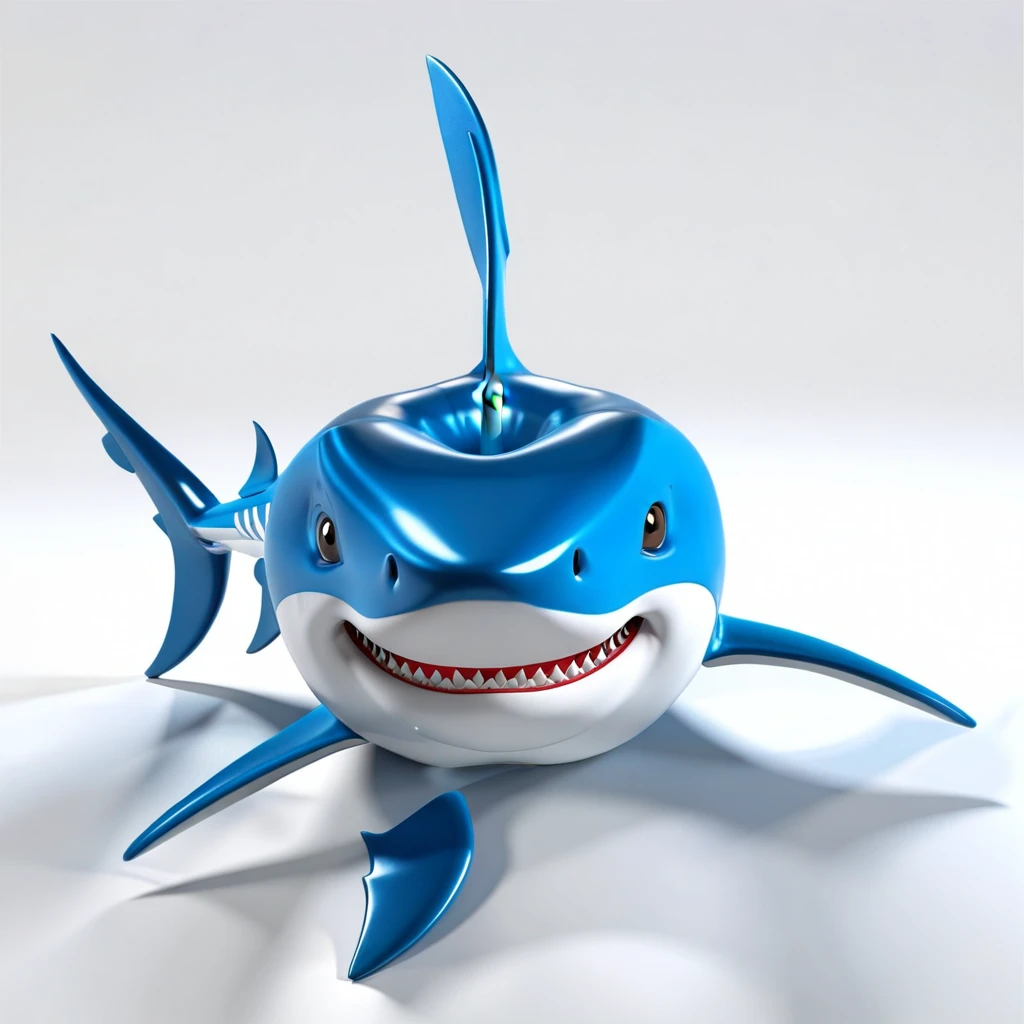 3d render of an apple:1 AND 3d render of a shark:1