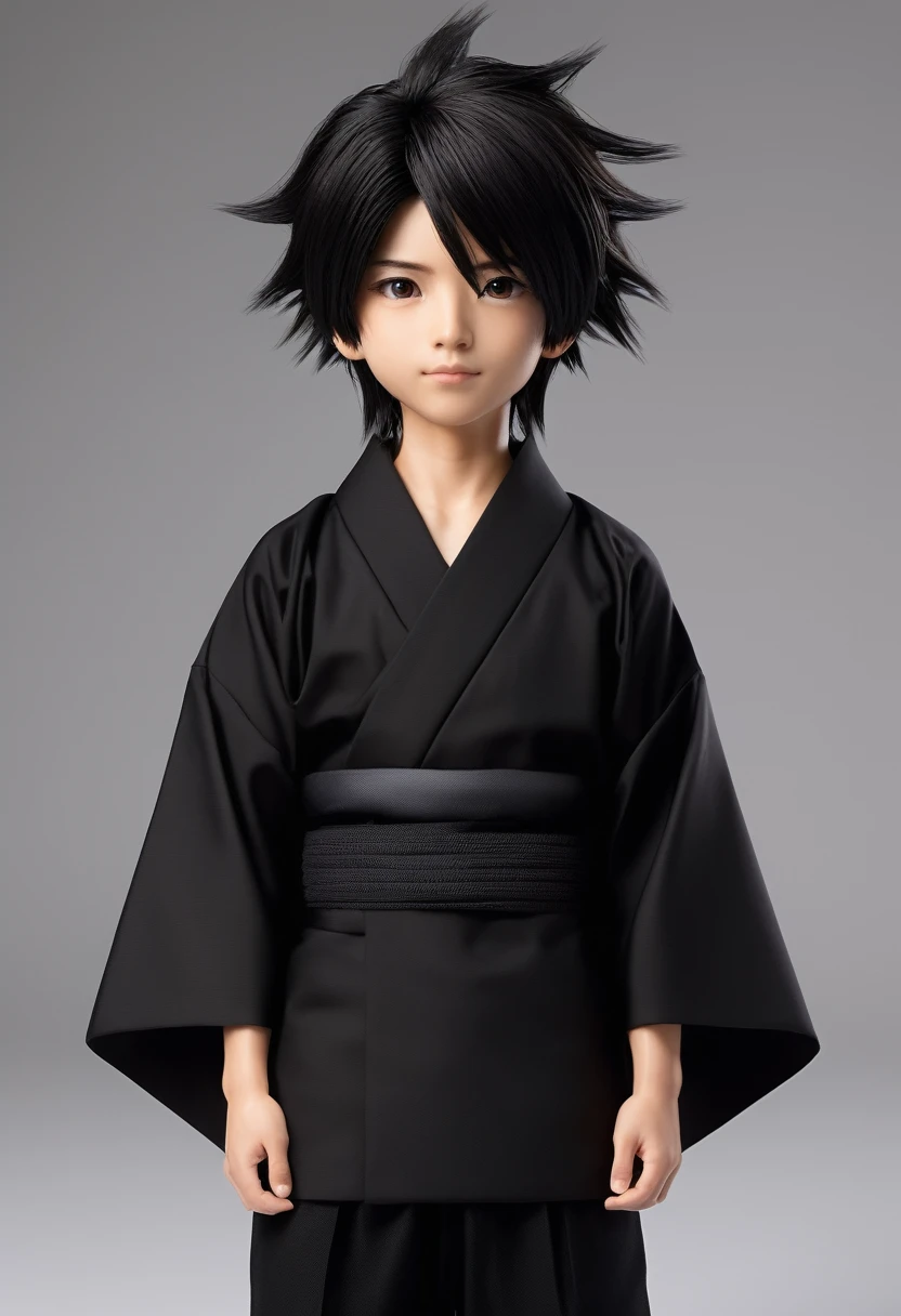 Japanese boy Toya todoroki style, de roupa preta, cabelo preto liso, pelo realista, adulto.