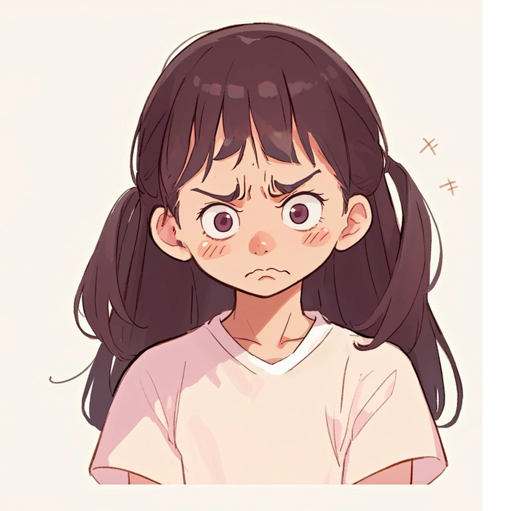 7 years old girl, unhappy face