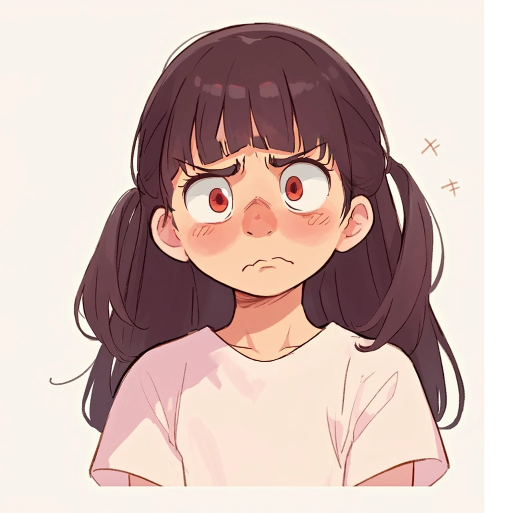 7 years old girl, unhappy face